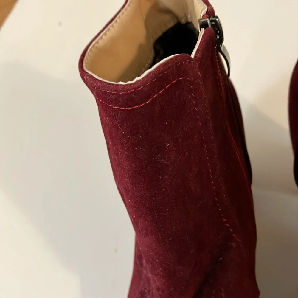 VERO CUOIO Italian Made Burgandy Suede Ankle Boots. Size 41 Excellent preowned - Picture 3 of 13